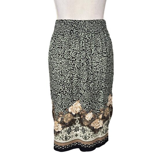 Vintage Faux Wrap Skirt Pleated Front Bohemian Floral Print Unique Classy W28" - Picture 2 of 9